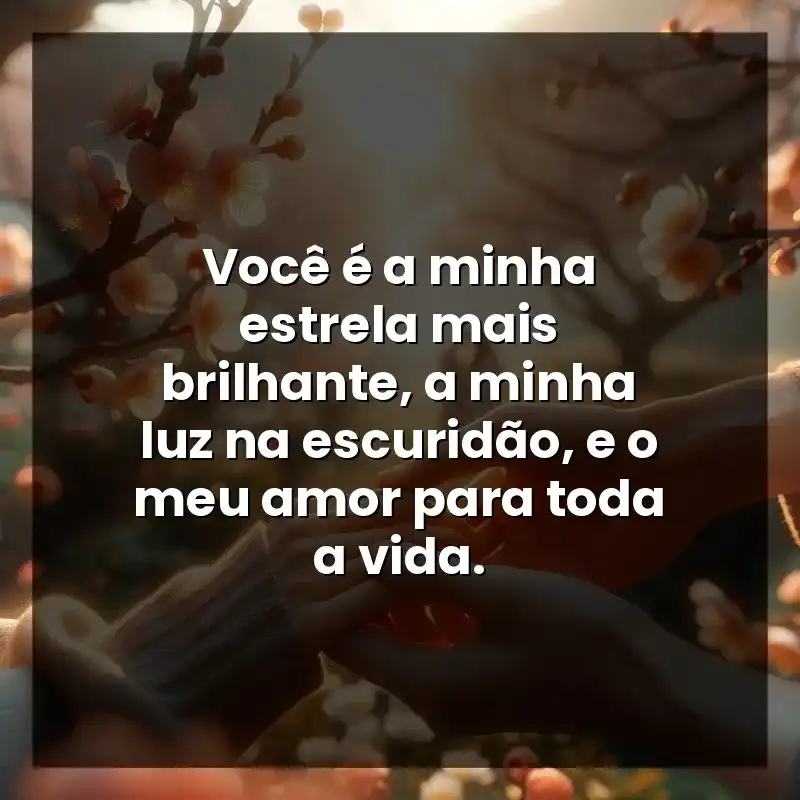 Você é a minha estrela mais brilhante, a minha luz na escuridão, e o meu amor para toda a vida.