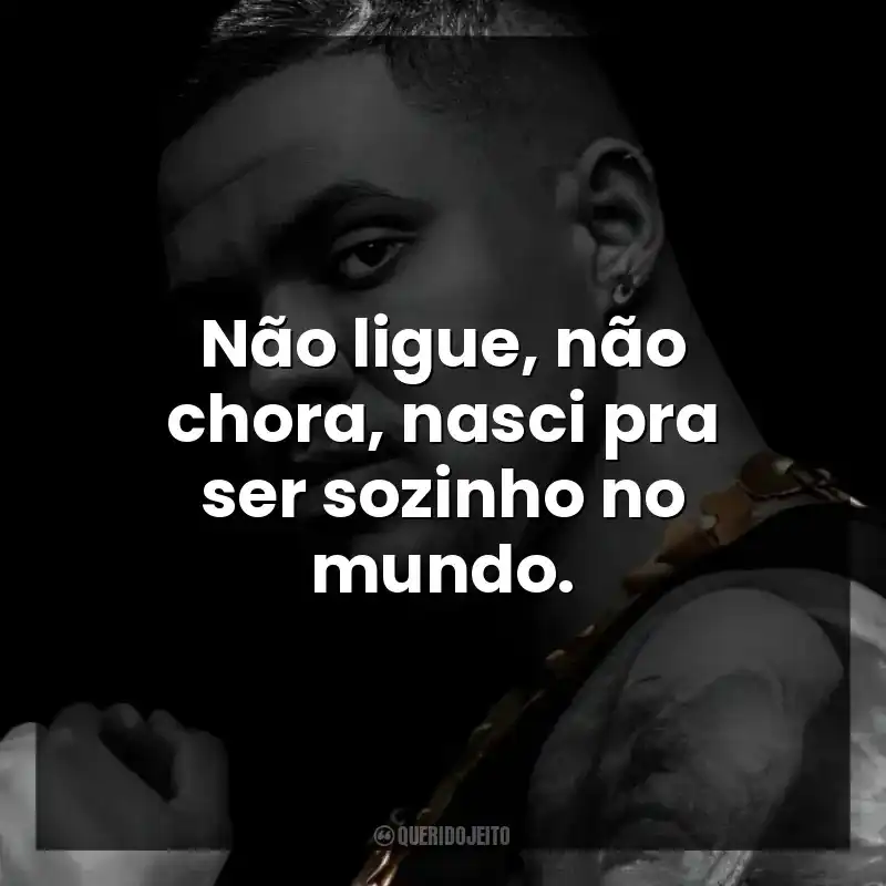 Não ligue, não chora, nasci pra ser sozinho no mundo.