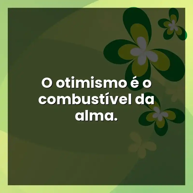 O otimismo é o combustível da alma.
