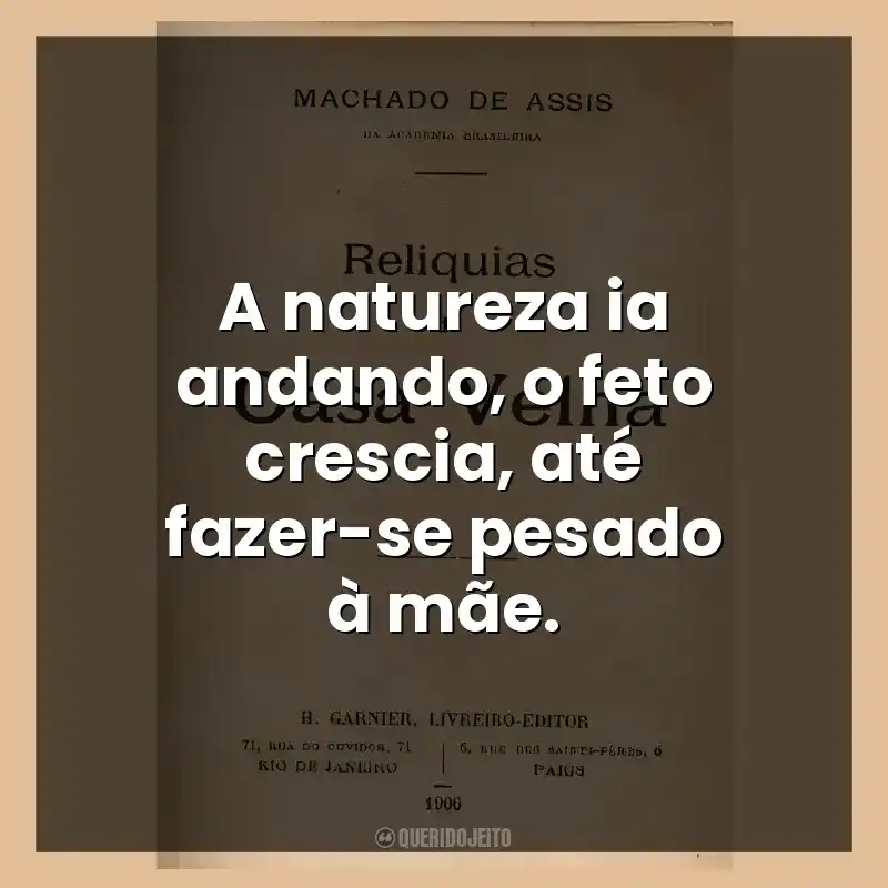 A natureza ia andando, o feto crescia, até fazer-se pesado à mãe.