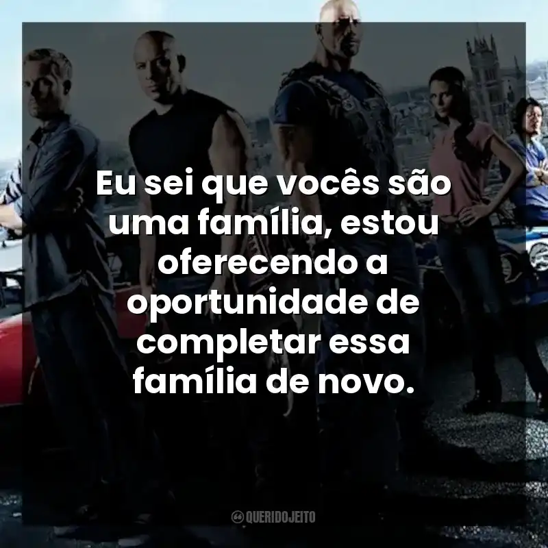 Eu sei que vocês são uma família, estou oferecendo a oportunidade de completar essa família de novo.