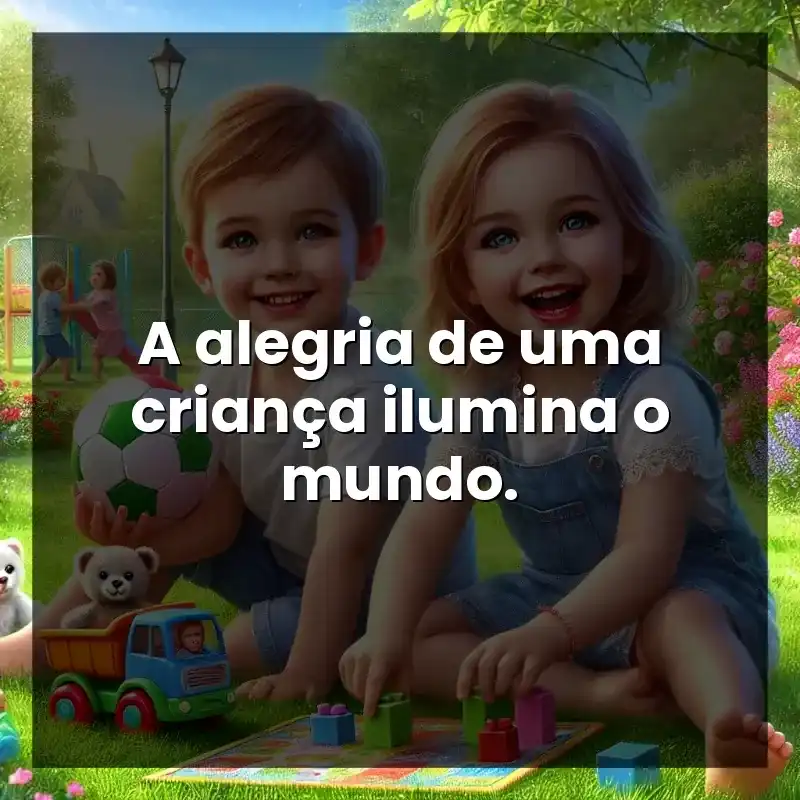 A alegria de uma criança ilumina o mundo.