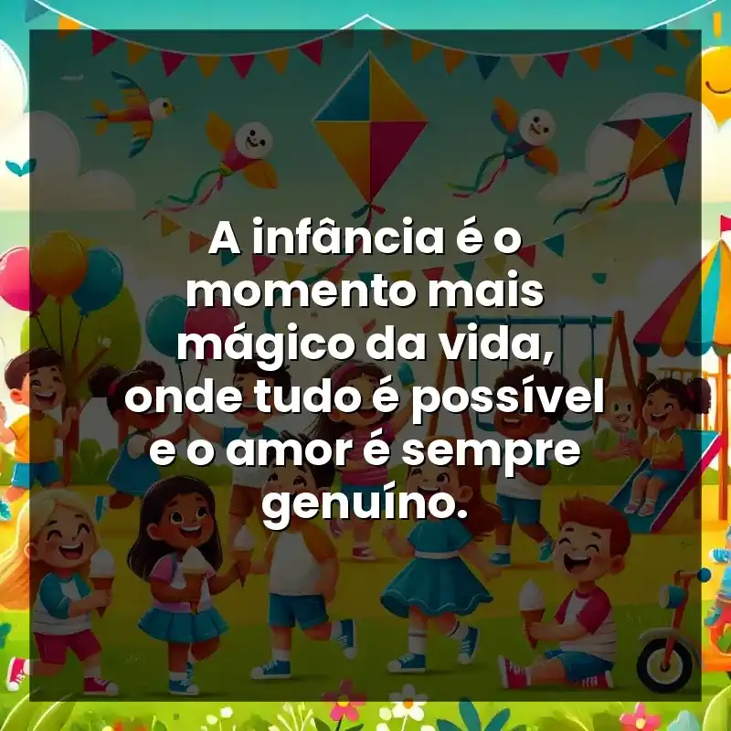 A infância é o momento mais mágico da vida, onde tudo é possível e o amor é sempre genuíno.