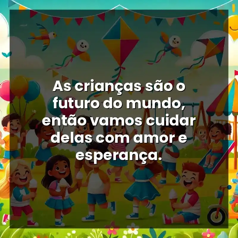 As crianças são o futuro do mundo, então vamos cuidar delas com amor e esperança.