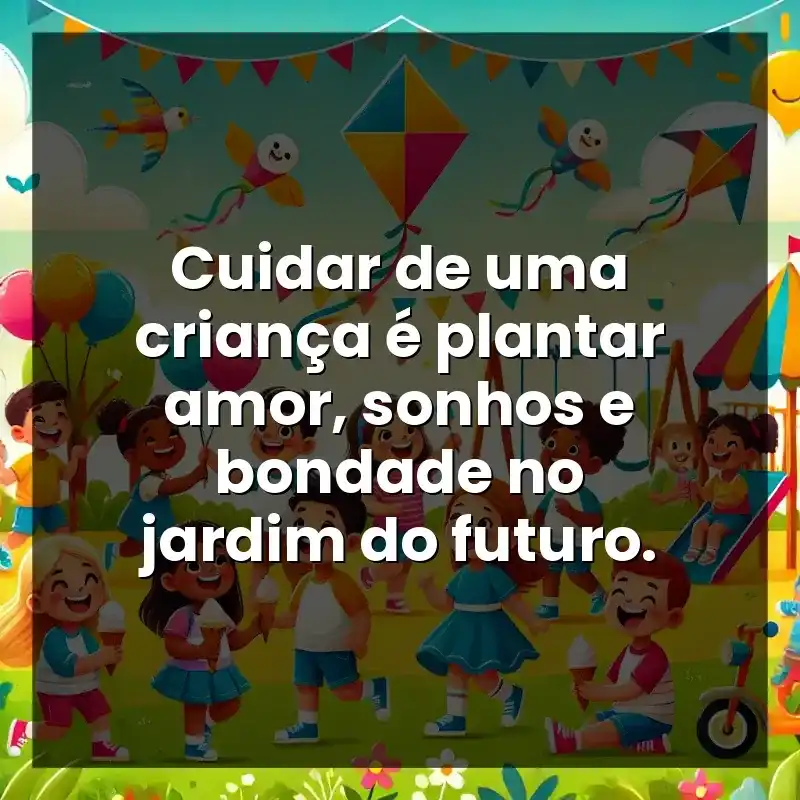 Cuidar de uma criança é plantar amor, sonhos e bondade no jardim do futuro.