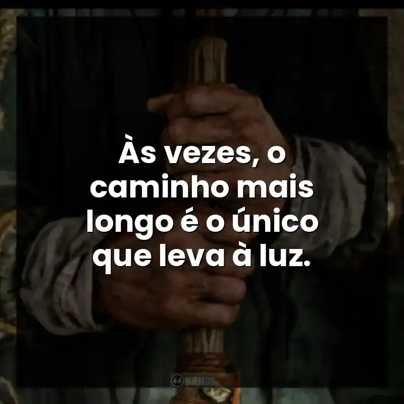 Frase final da série O Senhor dos Anéis: Os Anéis de Poder: Às vezes, o caminho mais longo é o único que leva à luz.