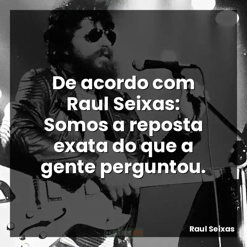 De acordo com Raul Seixas: Somos a reposta exata do que a gente perguntou.