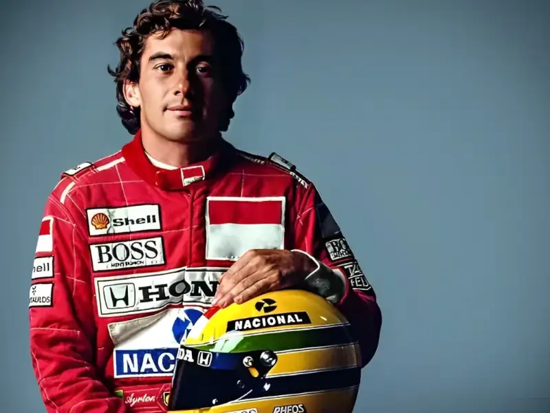 Poster de Ayrton Senna com frases marcantes e mensagens inspiradoras