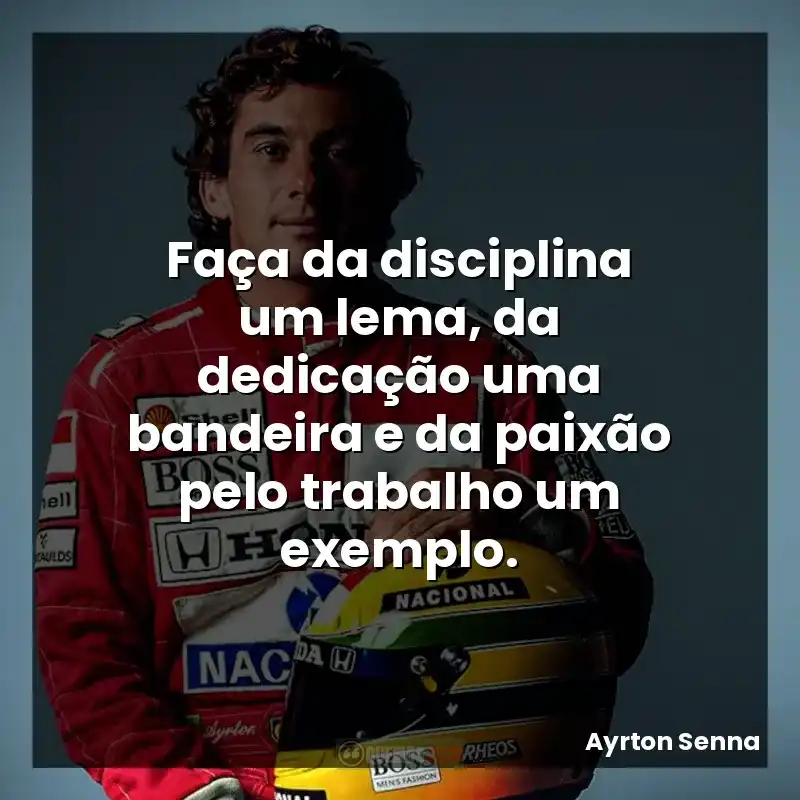 Faça da disciplina um lema, da dedicação uma bandeira e da paixão pelo trabalho um exemplo.