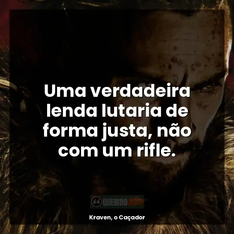 Uma verdadeira lenda lutaria de forma justa, não com um rifle.