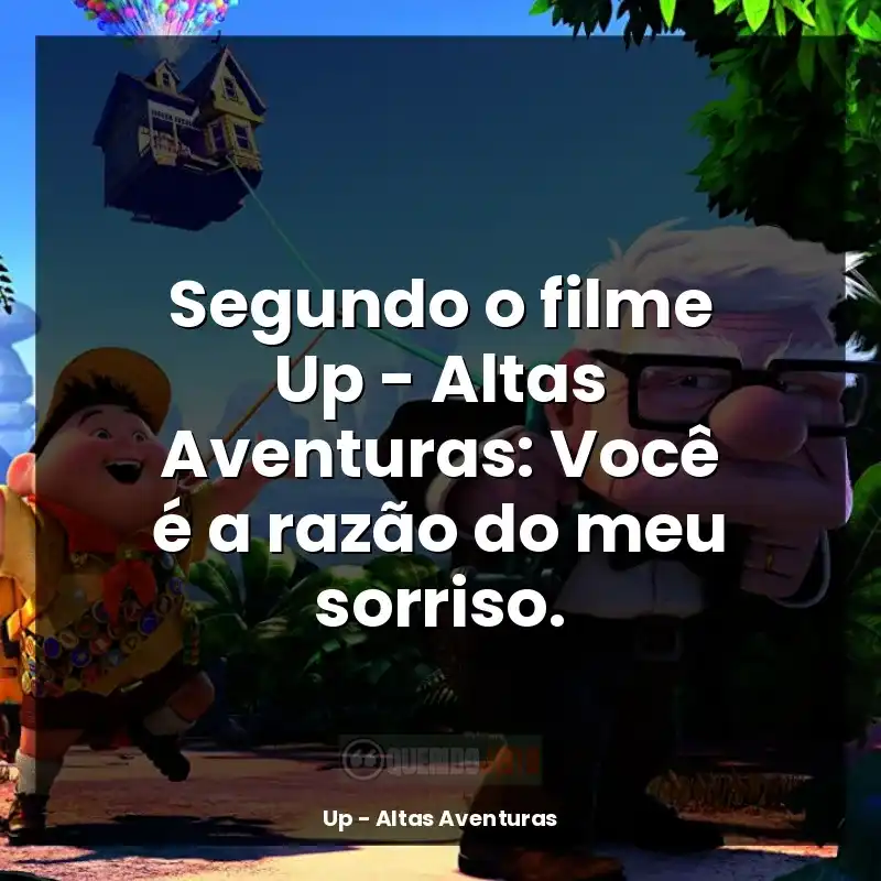Frases Up - Altas Aventuras filme: Segundo o filme Up - Altas Aventuras: Você é a razão do meu sorriso.