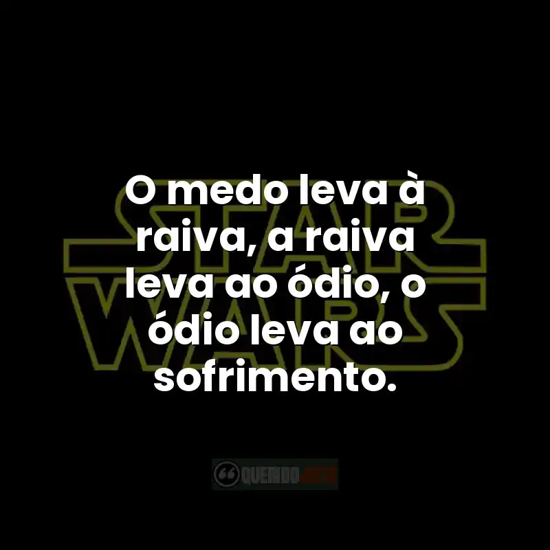 O medo leva à raiva, a raiva leva ao ódio, o ódio leva ao sofrimento.