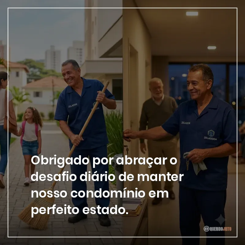 Obrigado por abraçar o desafio diário de manter nosso condomínio em perfeito estado.