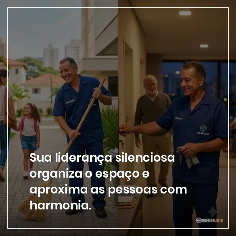 Sua liderança silenciosa organiza o espaço e aproxima as pessoas com harmonia.
Frases do Dia do Zelador para homenagiar o Zelador